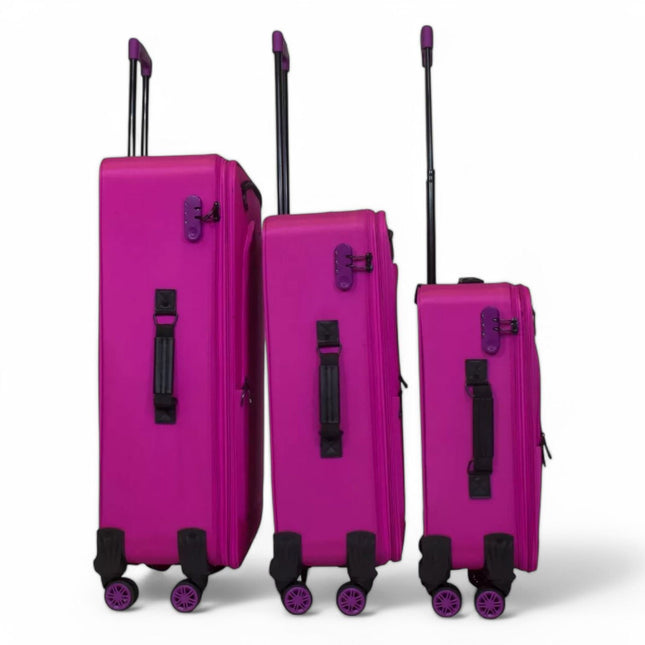 Lightweight Soft Shell 8 Wheels Luggage Travel Cabin Holiday Bags Suitcase Set