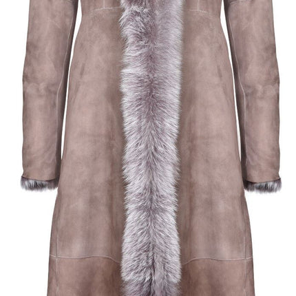 Womens Suede Toscana Sheepskin Hooded Trench Coat-Rushden