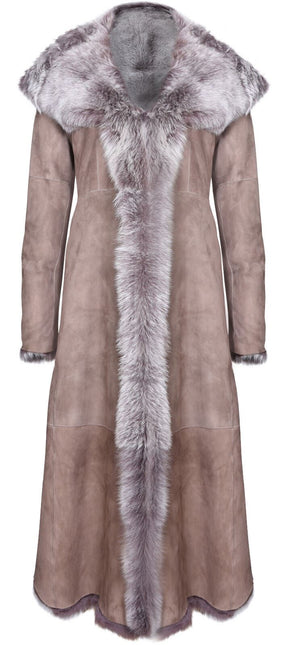 Womens Suede Toscana Sheepskin Hooded Trench Coat-Rushden