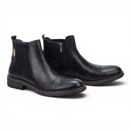Pikolinos Men's Black Leather Zip Chelsea Ankle Boots - York