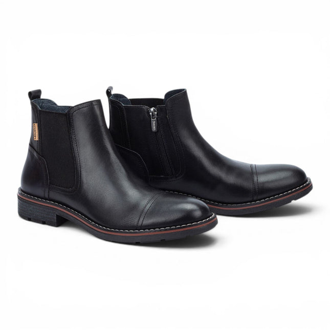 Pikolinos Men's Black Leather Zip Chelsea Ankle Boots - York