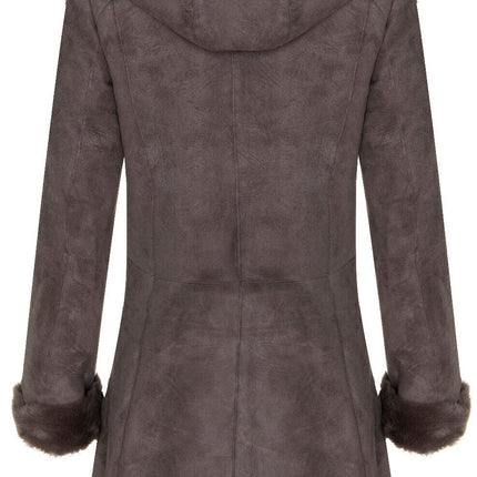 Womens Merino Sheepskin Hooded Coat-Antioch