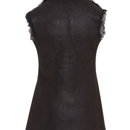 Women's Black Toscana Shearling Nappa Leather Sheepskin Gilet - Parkes