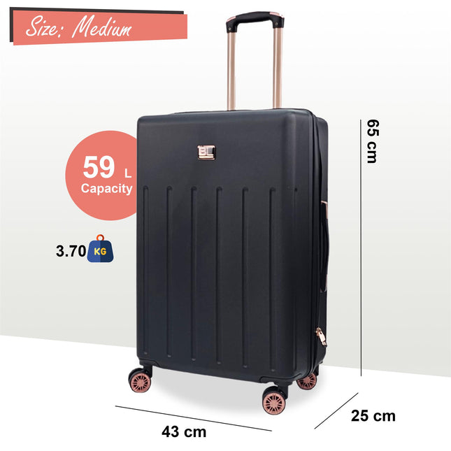 Lightweight Black Hard Shell ABS Suitcase Set Luggage Travel Cabin Case Bags