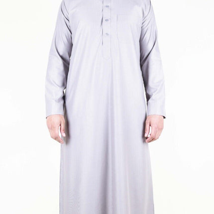 Mens Cream Thobe Jubba Saudi Islamic Arabic Eid Cotton Kaftan Jubbah Umrah Robe
