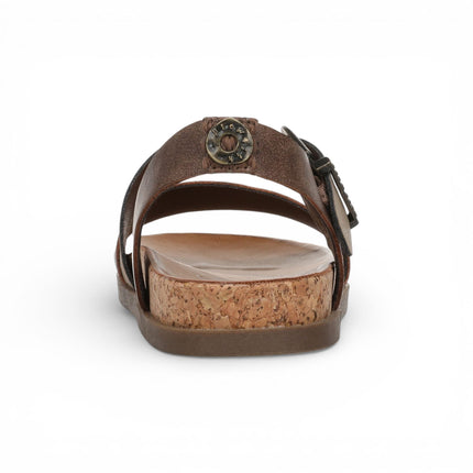 Blowfish Malibu Women's Brown Silver Footbed Strappy Flat Sandals - Lance