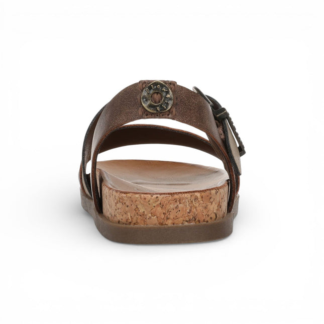 Blowfish Malibu Women's Brown Silver Footbed Strappy Flat Sandals - Lance