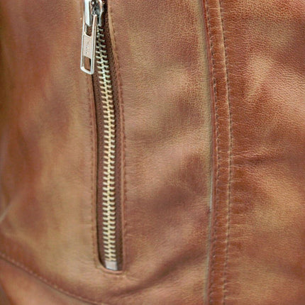 Womens Long Leather Biker Jacket-Quito