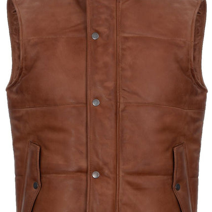 Mens Classic Leather Puffer Waistcoat-Nottingham
