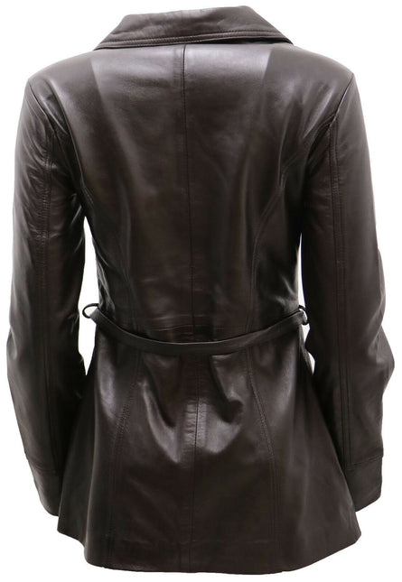 Womens Leather Long Biker Jacket-Muscat
