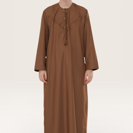 Men's Eid Camel Brown Moroccan Jubba Robe Djellaba Ramadan Eid Thobe - HM11