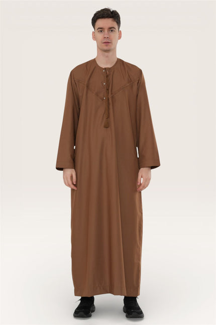 Men's Eid Camel Brown Moroccan Jubba Robe Djellaba Ramadan Eid Thobe - HM11