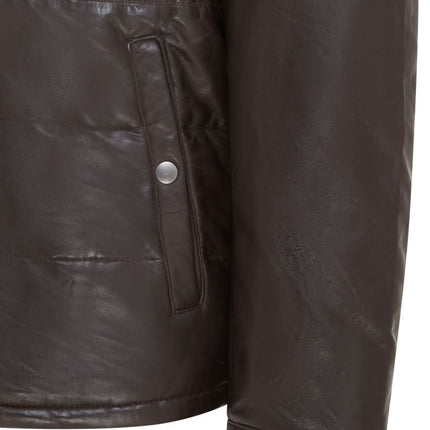 Men's Lamb Leather Puffer Bomber Warm Biker Jacket