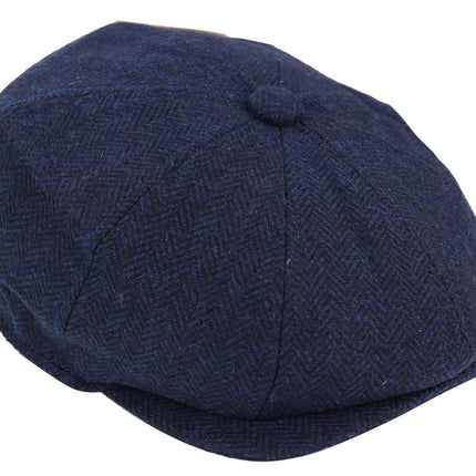 Mens Peaky Blinders Tweed Gatsby Flat Baker Hat With Razor Blade