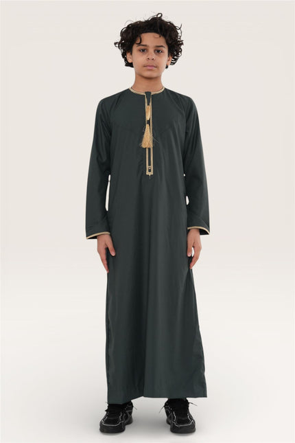 Kids Boys Ramadan Green Moroccan Thobe Robe Emirati Eid Jubba- TT-003