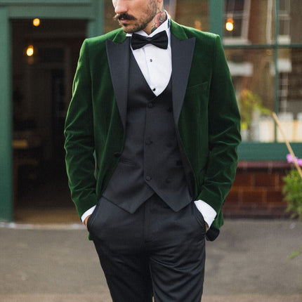 Mens Green Velvet Dinner Tuxedo Suit Jacket Blazer