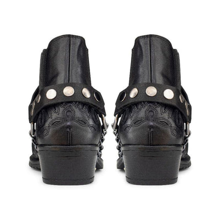 Men's Black Leather Western Winklepicker Gothic Shoes
