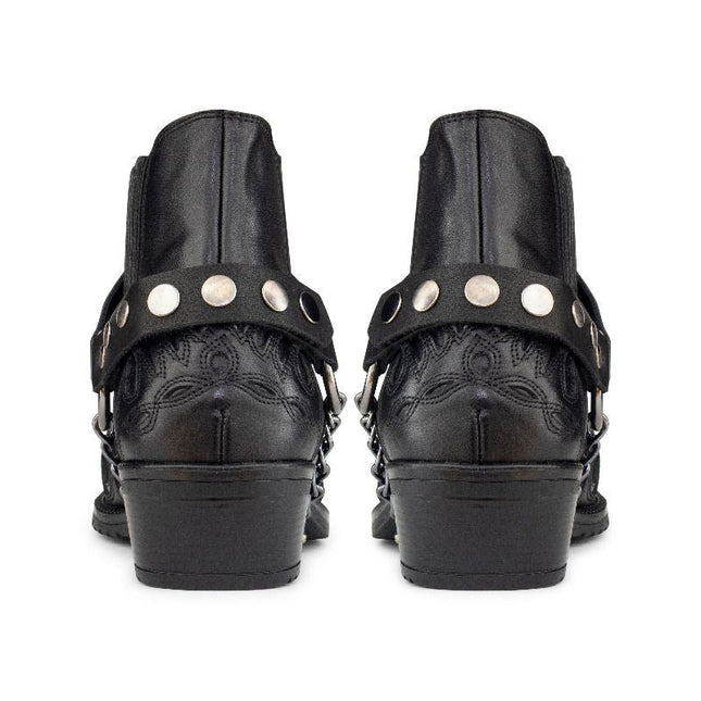 Men's Black Leather Western Winklepicker Gothic Shoes