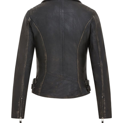 Womens Black Quilted Leather Brando Classic Biker Jacket