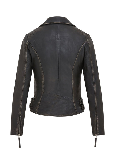 Womens Black Quilted Leather Brando Classic Biker Jacket