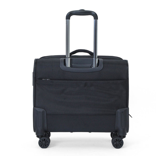 18" Black Wheeled Laptop Briefcase 1680D Polyester 4 Wheel Business Bag