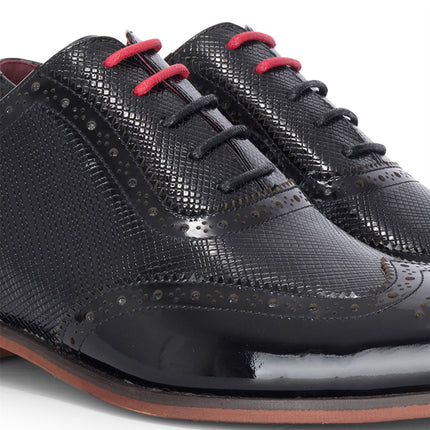 Justin Reess Men's Black Patent Leather Brogue Shoes - Flynn
