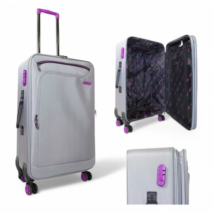 Lightweight Soft Shell 8 Wheels Luggage Travel Cabin Holiday Bags Suitcase Set