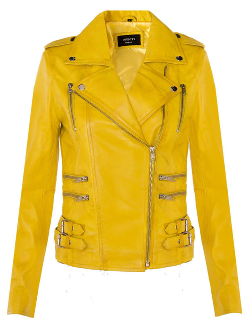 Womens Leather Brando Biker Jacket-Orlando