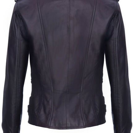 Womens Leather Brando Biker Jacket-Orlando