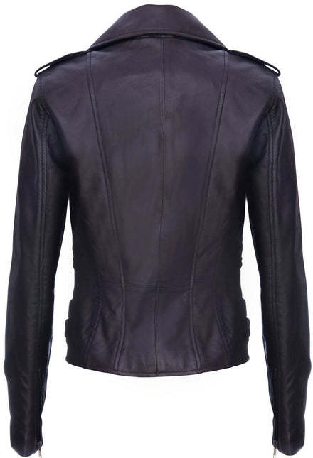 Womens Leather Brando Biker Jacket-Orlando