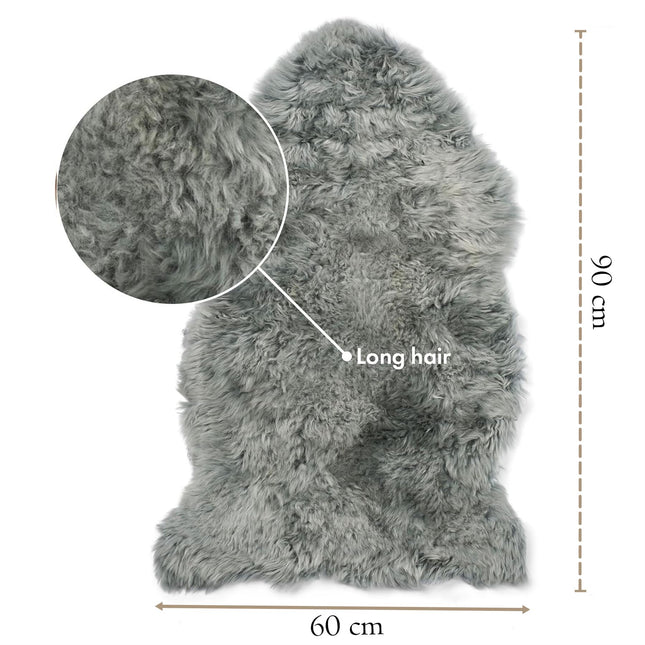 Genuine Grey Sheepskin Natural Silky Soft Fluffy Real Wool Rug