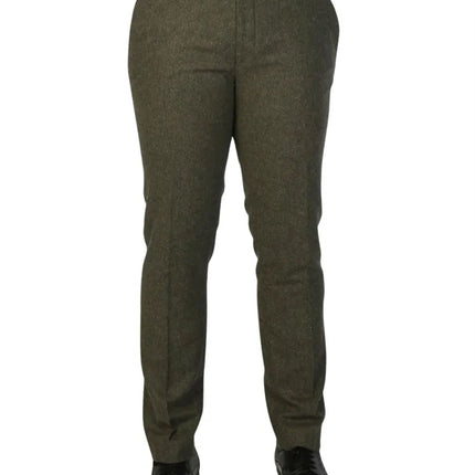 Men's Olive Green Wool Blend Tweed Formal Suit