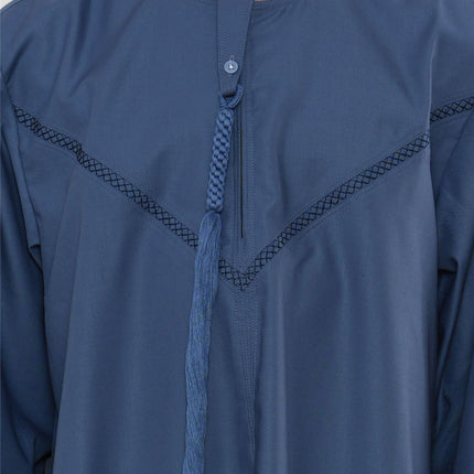 Kids Boys Eid Blue Moroccan Thobe Robe Djellaba Ramadan Eid Jubba- K-HM10