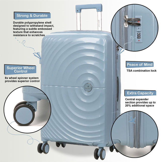 Expandable Hard Shell 8 Wheels Luggage Travel Cabin Suitcase Set