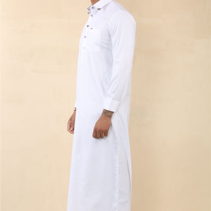 Men's White Thobe Arab Saudi Emirati Islamic Clothing Jubba Robe