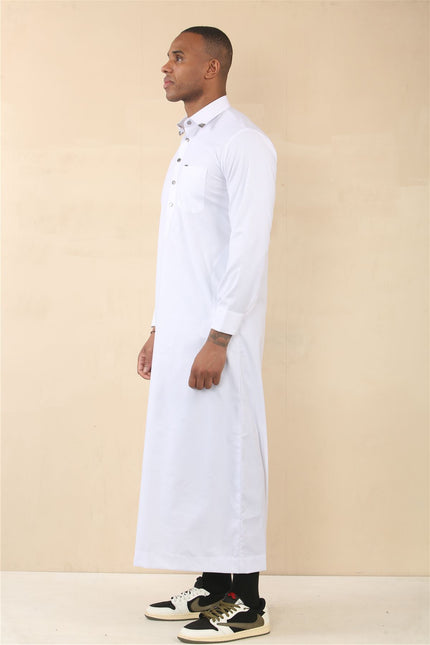 Men's White Thobe Arab Saudi Emirati Islamic Clothing Jubba Robe