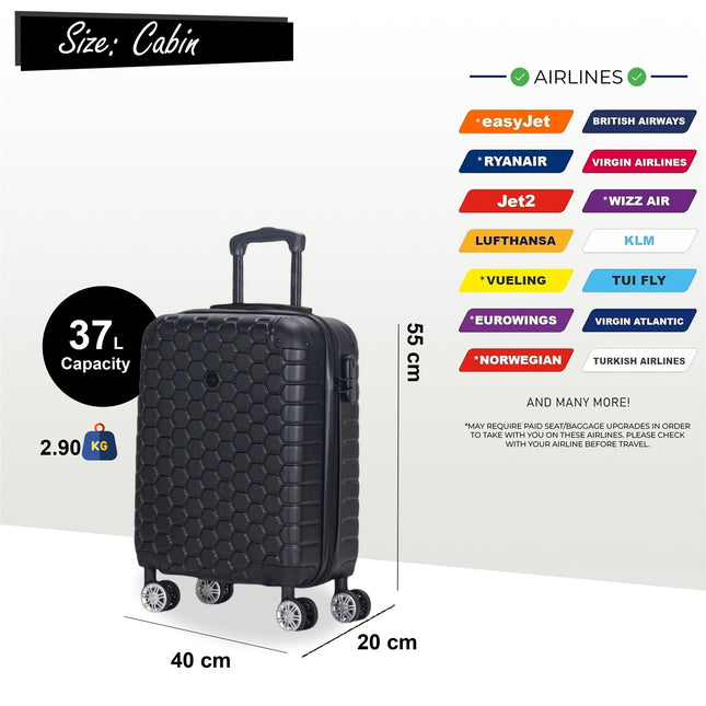 Hard Shell ABS 8 Wheel Luggage Travel Cabin Holiday Bags Suitcase Set