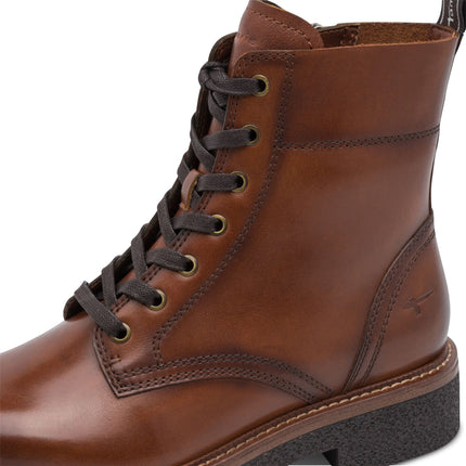 Tamaris Women's Brown Leather Lace-Up Combat Boots - 25224-47