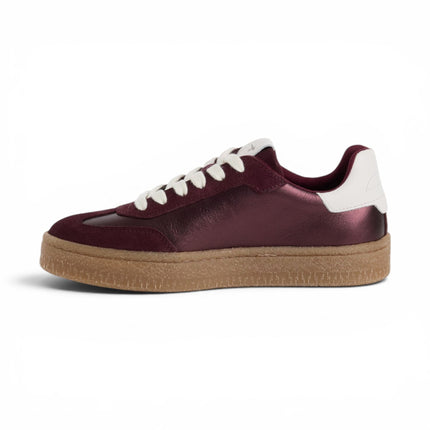 Tamaris Women's Burgundy Red Leather Trainers Sneaker Shoes - 23723-44