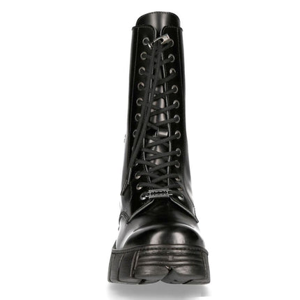 New Rock Boots Leather Mid-Calf Tower Biker Boots- M-Wall027N-C2