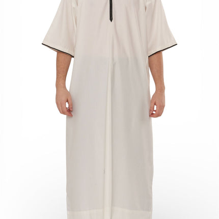 Men's Ramadan Cream White Moroccan Gandoura Thobe Robe Djellaba Eid Jubba- TT-006