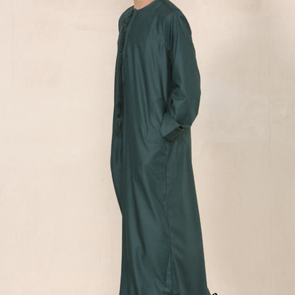 Boy's Kids Olive Green Thobe Emirati Jubba Islamic Clothing Kaftan Eid String Tassel