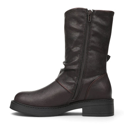 Blowfish Malibu Women's Wine Faux Leather Mid-Calf Biker Boots - Venice-2
