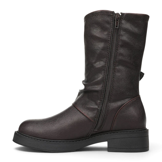 Blowfish Malibu Women's Wine Faux Leather Mid-Calf Biker Boots - Venice-2