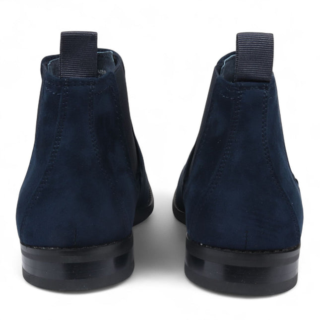 Men's Navy Suede Chelsea Boots Real Leather Lined Slip-On