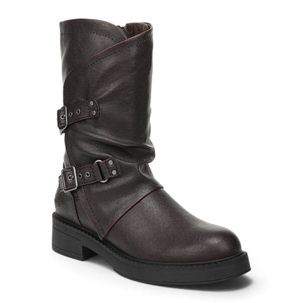 Blowfish Malibu Women's Wine Faux Leather Mid-Calf Biker Boots - Venice-2