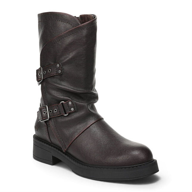 Blowfish Malibu Women's Wine Faux Leather Mid-Calf Biker Boots - Venice-2