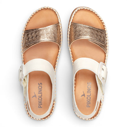 Pikolinos Women's White Leather Lightweight Summer Wedge Sandals - Cadaques