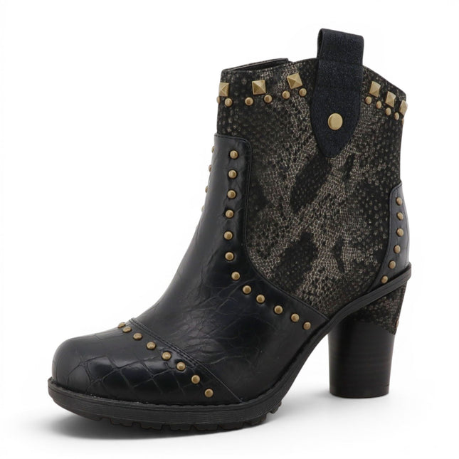 Mustang Women's Black Floral Heeled Ankle Boots - M0162012