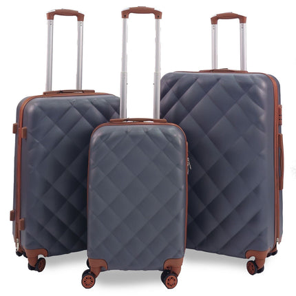 Grey Hard Shell Suitcase Luggage Set Travel Bag